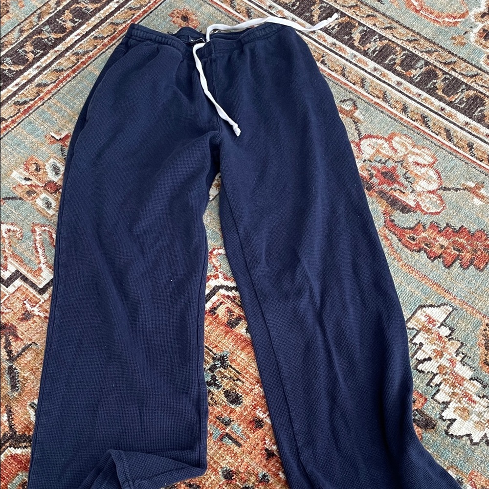 Brandy Melville Navy Joggers with White Drawstring